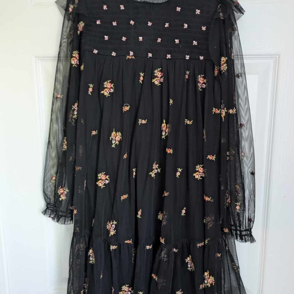 Zara Black Floral Kids Formal Dress